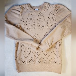 Zara girls eyelet tan sweater
